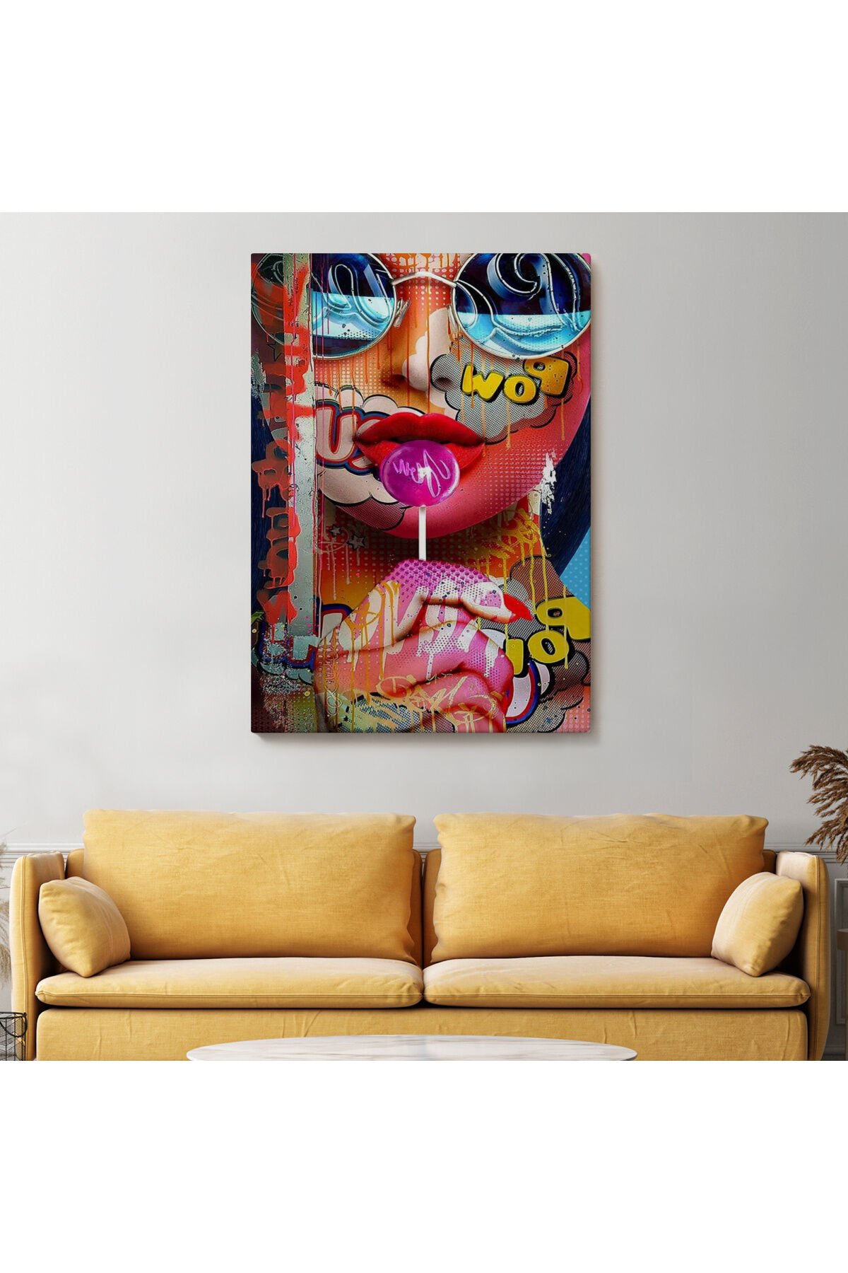 Pop Art Sokak Sanatı Renkli Kadın Dekoratif Duvar Tablosu-6107