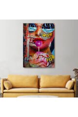 Pop Art Sokak Sanatı Renkli Kadın Dekoratif Duvar Tablosu-6107
