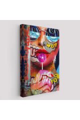 Pop Art Sokak Sanatı Renkli Kadın Dekoratif Duvar Tablosu-6107