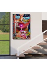 Pop Art Sokak Sanatı Renkli Kadın Dekoratif Duvar Tablosu-6107