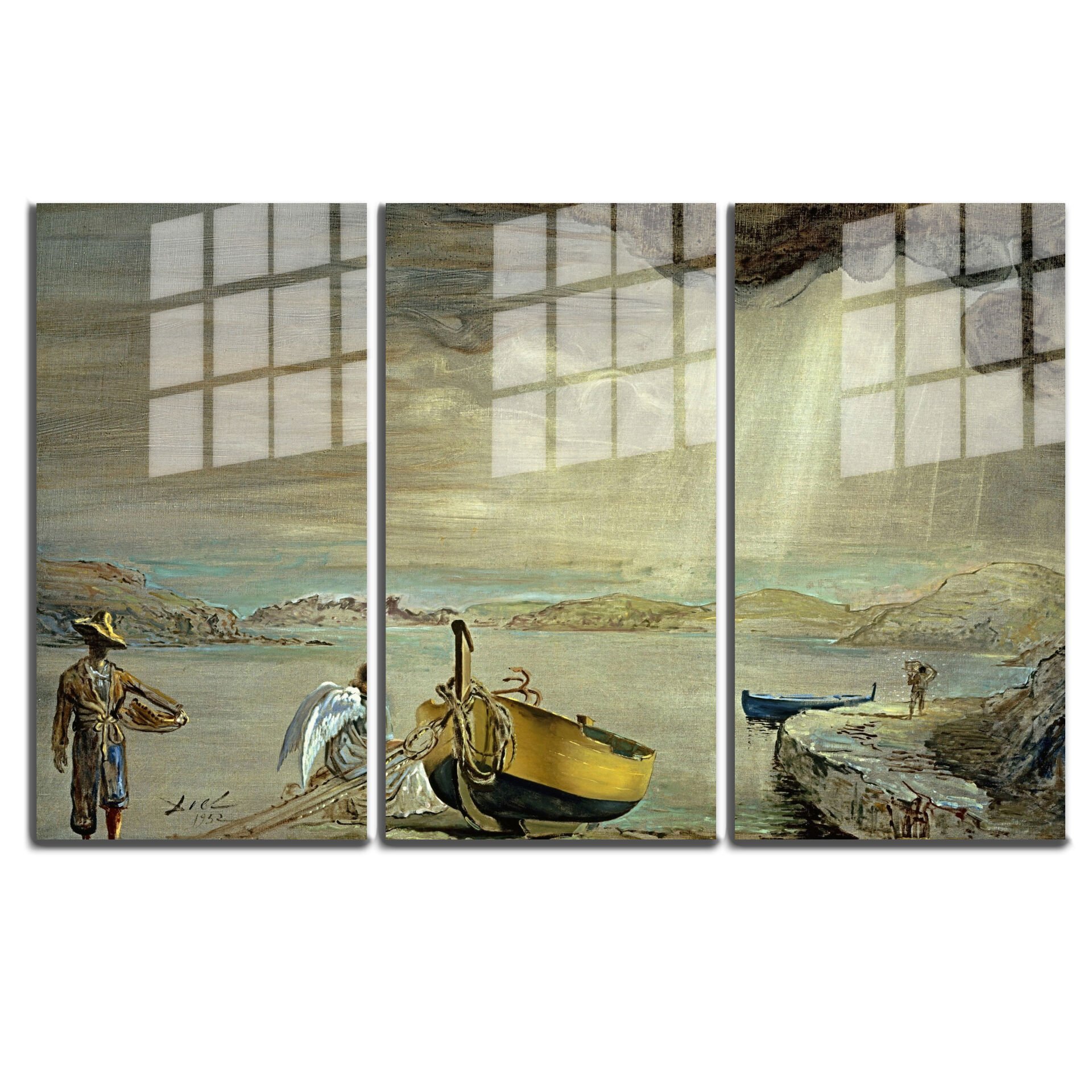 Ünlü Ressamlar ve Yapıtları Modern Yaşam Alanları İçin 3'lü Dikey Cam Tablo 633