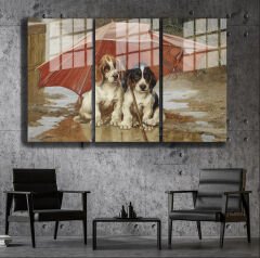 Ünlü Ressamlar ve Yapıtları Modern Yaşam Alanları İçin 3'lü Dikey Cam Tablo 634