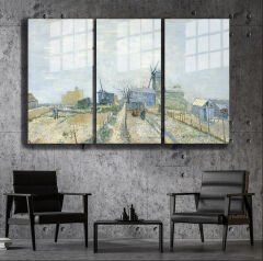 Ünlü Ressamlar ve Yapıtları Modern Yaşam Alanları İçin 3'lü Dikey Cam Tablo 641