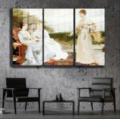 Ünlü Ressamlar ve Yapıtları Modern Yaşam Alanları İçin 3'lü Dikey Cam Tablo 643