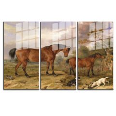 Ünlü Ressamlar ve Yapıtları Modern Yaşam Alanları İçin 3'lü Dikey Cam Tablo 649