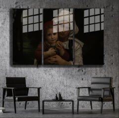 Ünlü Ressamlar ve Yapıtları Modern Yaşam Alanları İçin 3'lü Dikey Cam Tablo 650