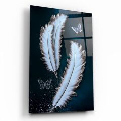 Tüyler ve Kelebek Cam Tablo Özel Tasarım Ofis, Mutfak Çocuk Odası, Salon Dekorasyon