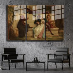 Ünlü Ressamlar ve Yapıtları Modern Yaşam Alanları İçin 3'lü Dikey Cam Tablo 653