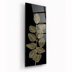 Gold Yapraklar Panoramik Cam Tablo Özel Tasarım Ofis, Mutfak Çocuk Odası, Salon Dekorasyon