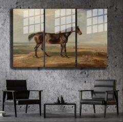 Ünlü Ressamlar ve Yapıtları Modern Yaşam Alanları İçin 3'lü Dikey Cam Tablo 655