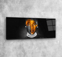 Afrikalı Kadın Panoramik Cam Tablo Özel Tasarım Ofis, Mutfak Çocuk Odası, Salon Dekorasyon