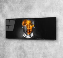 Afrikalı Kadın Panoramik Cam Tablo Özel Tasarım Ofis, Mutfak Çocuk Odası, Salon Dekorasyon