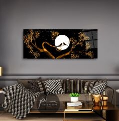 Gold Ağaç Panoramik Cam Tablo Özel Tasarım Ofis, Mutfak Çocuk Odası, Salon Dekorasyon
