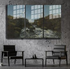 Ünlü Ressamlar ve Yapıtları Modern Yaşam Alanları İçin 3'lü Dikey Cam Tablo 659