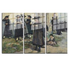 Ünlü Ressamlar ve Yapıtları Modern Yaşam Alanları İçin 3'lü Dikey Cam Tablo 664