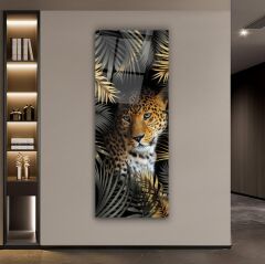 Leopar Panoramik Cam Tablo Özel Tasarım Ofis, Mutfak Çocuk Odası, Salon Dekorasyon