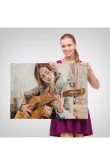 Gitar Çalan Kız Duvar Tablosu-1241