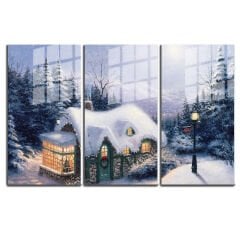 Ünlü Ressamlar ve Yapıtları Modern Yaşam Alanları İçin 3'lü Dikey Cam Tablo 672