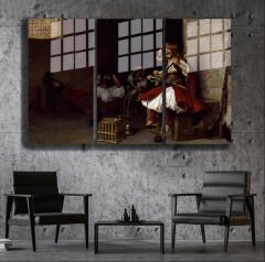 Ünlü Ressamlar ve Yapıtları Modern Yaşam Alanları İçin 3'lü Dikey Cam Tablo 673