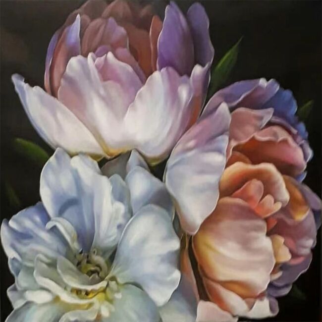 Kanvas Şakayık Kıvrımları Sayılarla Boyama Seti  Rulo