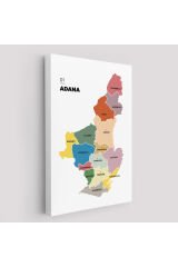 Adana İli ve İlçeler Haritası Dekoratif Kanvas Tablo 1246