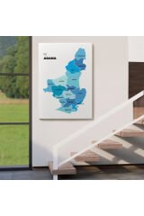 Adana İli ve İlçeler Haritası Dekoratif Kanvas Tablo 1247