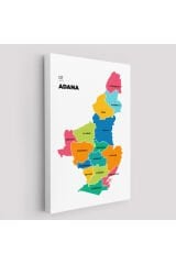 Adana İli ve İlçeler Haritası Dekoratif Kanvas Tablo 1248