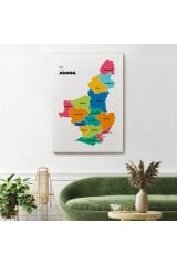 Adana İli ve İlçeler Haritası Dekoratif Kanvas Tablo 1248