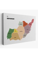 Adıyaman İli ve İlçeler Haritası Dekoratif Kanvas Tablo 1250