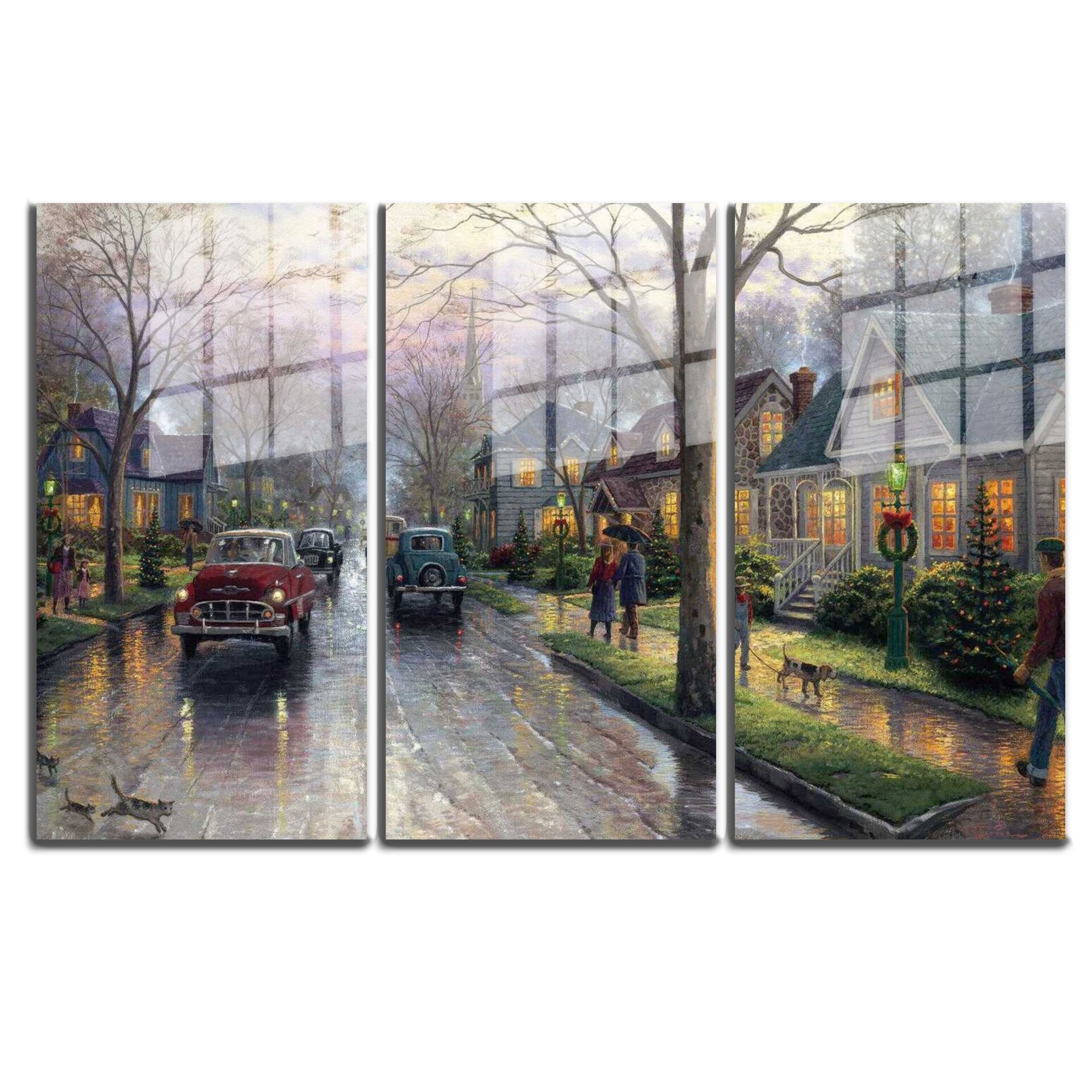 Ünlü Ressamlar ve Yapıtları Modern Yaşam Alanları İçin 3'lü Dikey Cam Tablo 678