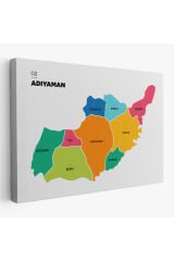 Adıyaman İli ve İlçeler Haritası Dekoratif Kanvas Tablo 1251