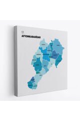 Afyonkarahisar İli ve İlçeler Haritası Dekoratif Kanvas Tablo 1252