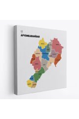 Afyonkarahisar İli ve İlçeler Haritası Dekoratif Kanvas Tablo 1253