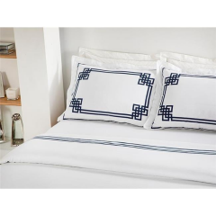 English Home Roman Pamuklu King Size Lastik Çarşaflı Nevresim Takımı 240x220 Cm İndigo