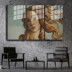 Ünlü Ressamlar ve Yapıtları Modern Yaşam Alanları İçin 3'lü Dikey Cam Tablo 683