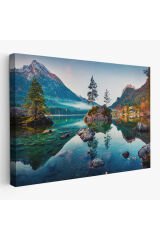 Hintersee Gölü Almanya Dekoratif Kanvas Duvar Tablosu-3563