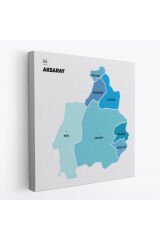 Aksaray İli ve İlçeler Haritası Dekoratif Kanvas Tablo 1258