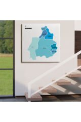 Aksaray İli ve İlçeler Haritası Dekoratif Kanvas Tablo 1258