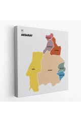Aksaray İli ve İlçeler Haritası Dekoratif Kanvas Tablo 1259