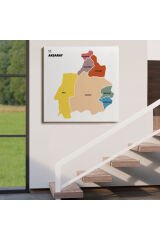 Aksaray İli ve İlçeler Haritası Dekoratif Kanvas Tablo 1259