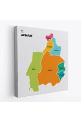 Aksaray İli ve İlçeler Haritası Dekoratif Kanvas Tablo 1260