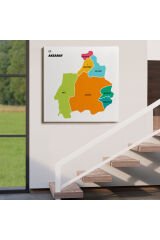 Aksaray İli ve İlçeler Haritası Dekoratif Kanvas Tablo 1260