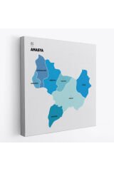 Amasya İli ve İlçeler Haritası Dekoratif Kanvas Tablo 1261