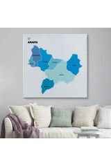 Amasya İli ve İlçeler Haritası Dekoratif Kanvas Tablo 1261