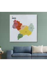 Amasya İli ve İlçeler Haritası Dekoratif Kanvas Tablo 1262