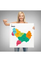 Amasya İli ve İlçeler Haritası Dekoratif Kanvas Tablo 1263