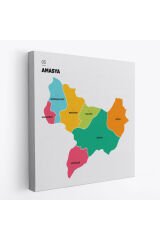 Amasya İli ve İlçeler Haritası Dekoratif Kanvas Tablo 1263