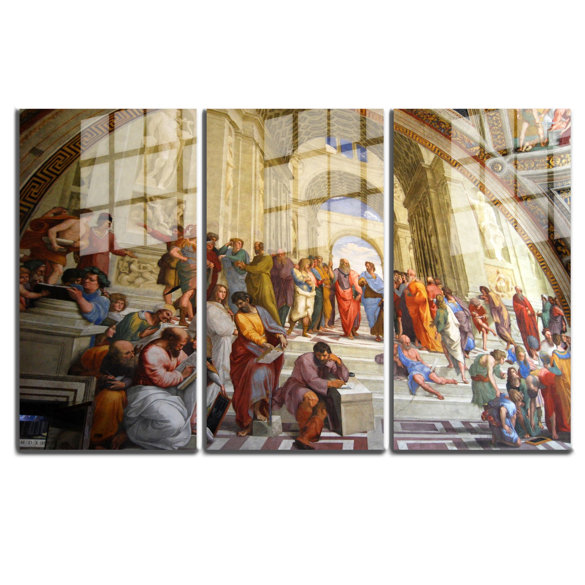 Ünlü Ressamlar ve Yapıtları Modern Yaşam Alanları İçin 3'lü Dikey Cam Tablo 691