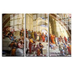 Ünlü Ressamlar ve Yapıtları Modern Yaşam Alanları İçin 3'lü Dikey Cam Tablo 691