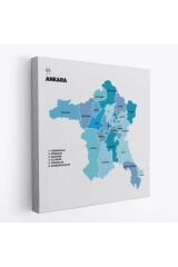 Ankara İli ve İlçeler Haritası Dekoratif Kanvas Tablo 1264 70 x 70